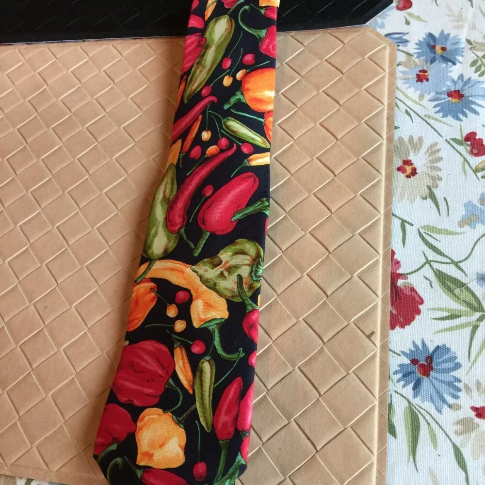 Lands' End Chili Peppers Tie 100% Silk